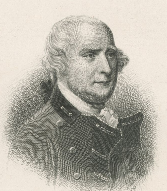 A sketch of Carleton wearing a cravat and high buttoned coat  in grey on white