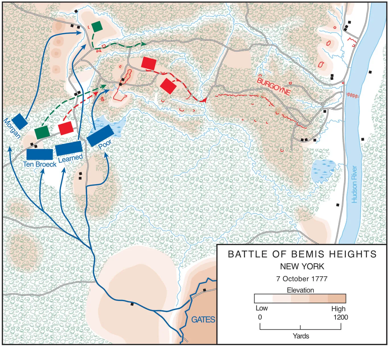 Map shows the British surrounded and outnumbered.